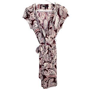 BANANA REPUBLIC‎ Jersey Knit Faux Wrap Paisley Dress Sz XSP Career Casual
